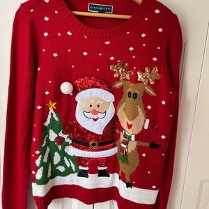 Ugly sweater.Santa and reindeer.Vintage